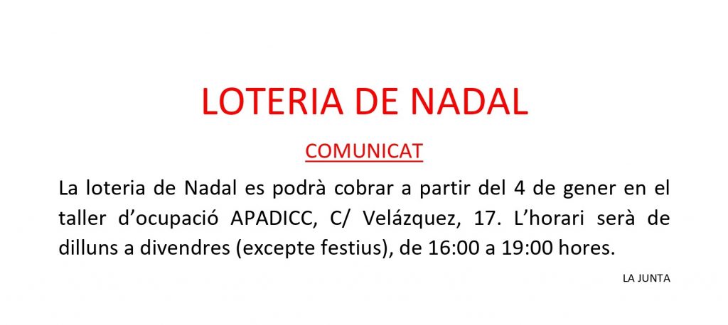 LOTERÍA DE NAVIDAD COBRO 2020